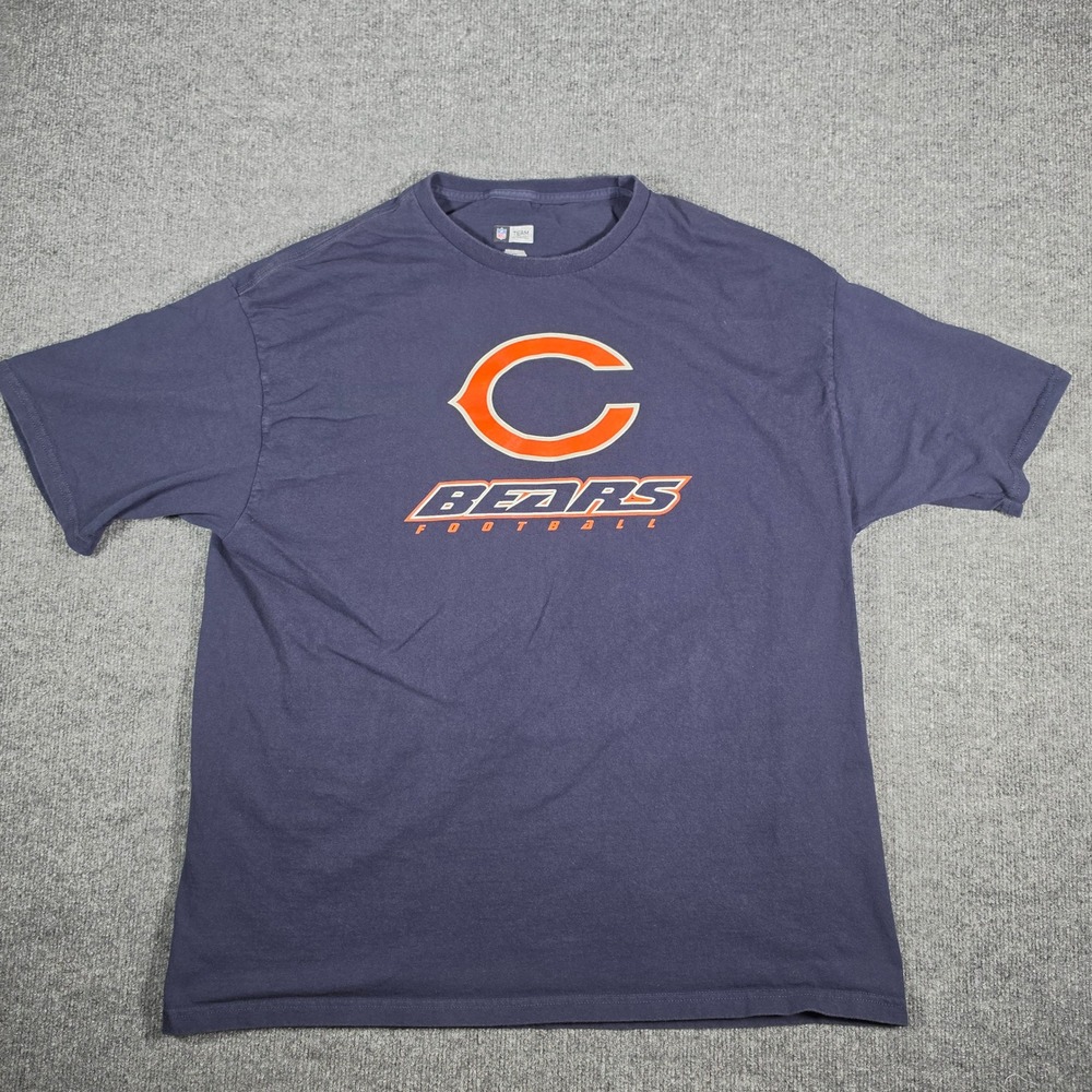 NFL Team Apparel Chicago Bears Football T-Shirt Mens 2XL Navy Blue Cotton Tee